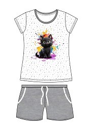 Piżama Cornette Young Girl 246/109 Black Cat kr/r 134-164