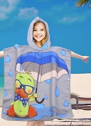 PonchoCotton World Plażowe Dziecięce z kapturem 60x60