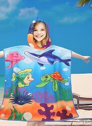 PonchoCotton World Plażowe Dziecięce z kapturem 60x60