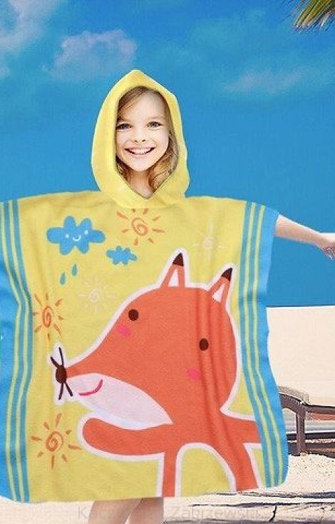 PonchoCotton World Plażowe Dziecięce z kapturem 60x60