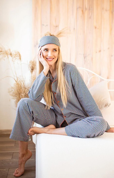 Piżama Key LNS 429 B25 dł/r S-XL rozpinana damska