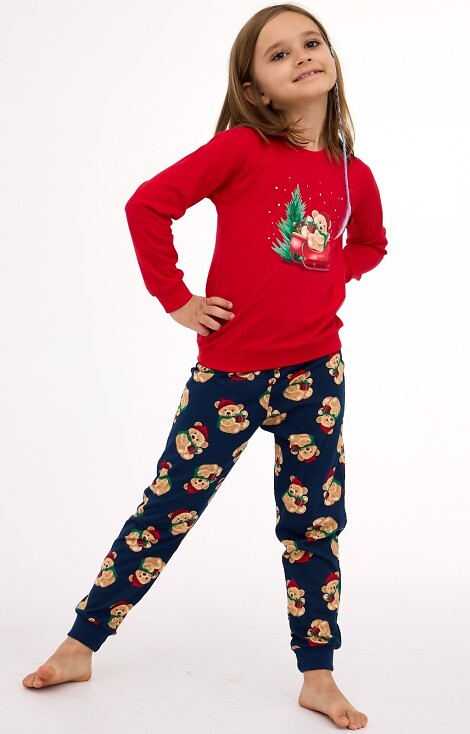 Piżama Cornette Kids Girl 594/186 Teddy dł/r Christmas 86-128