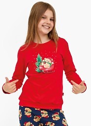 Piżama Cornette Young Girl 592/186 Teddy dł/r Christmas 134-164