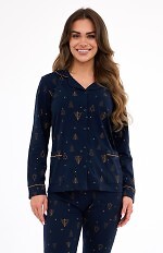Piżama Cornette 482/447 Gold dł/r Christmas S-2XL damska rozpinana