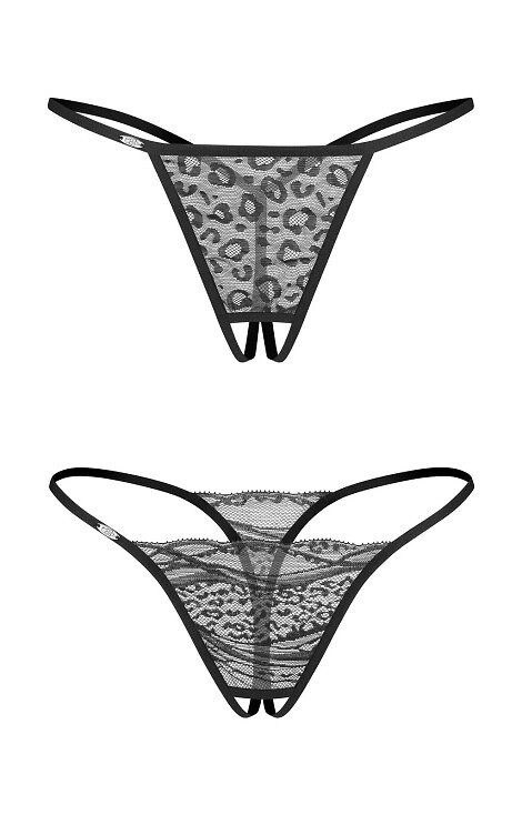 Stringi Obsessive Bianca crotchless Thong 2-Pack A'2 S-3XL