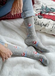 Skarpety Milena 1290-032 Świąteczne Mikołaj Snowboard 38-46