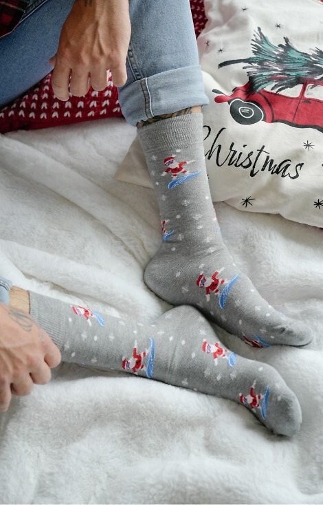 Skarpety Milena 1290-032 Świąteczne Mikołaj Snowboard 38-46