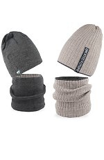 Komplet Ajs 50-241 Czapka+tuba/komin dwustronny chłopięcy
