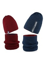 Komplet Ajs 50-241 Czapka+tuba/komin dwustronny chłopięcy
