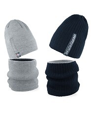 Komplet Ajs 50-241 Czapka+tuba/komin dwustronny chłopięcy