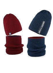 Komplet Ajs 50-241 Czapka+tuba/komin dwustronny chłopięcy