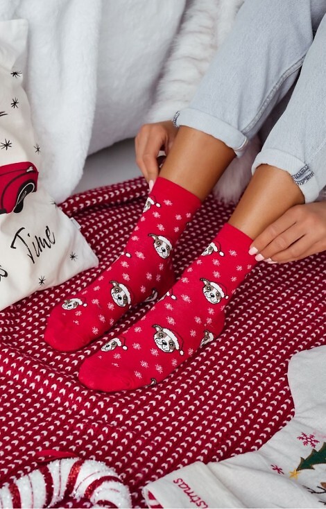 Skarpety Milena 1283-039 Buldogi I Płatki Śniegu 37-41