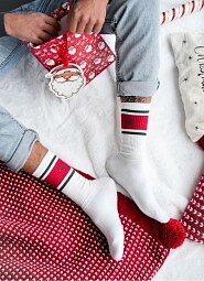 Skarpety Milena 1290-040 Świateczne Prążek z Choinką 39-46