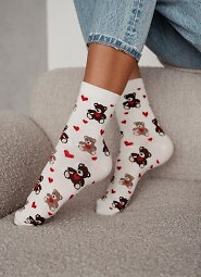 Skarpety Milena 0200-202 Misie Z Sercami Walentynki 37-41