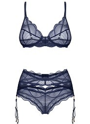 Komplet Obsessive Nightly Blue 3-PCS Set XS-2XL