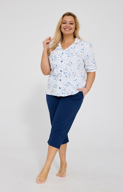 Piżama Cornette 347/347 Yvonne kr/r 3XL-5XL rozpinana