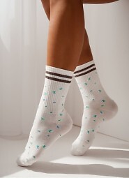 Skarpety Milena 0200-242 Paski i Kwiatki 37-41