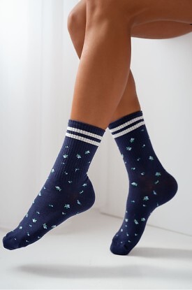 Skarpety Milena 0200-242 Paski i Kwiatki 37-41 - zdjęcie 2