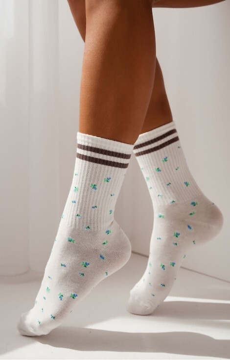Skarpety Milena 0200-242 Paski i Kwiatki 37-41