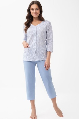 Piżama Luna 1305 7/8 M-XL L26 rozpinana - zdjęcie 2