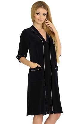 Szlafrok De Lafense 352 Zamek Welur 4XL-5XL damski
