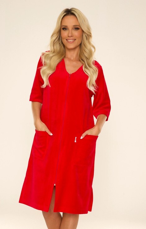 Szlafrok De Lafense 431 Welur zamek M-4XL damski