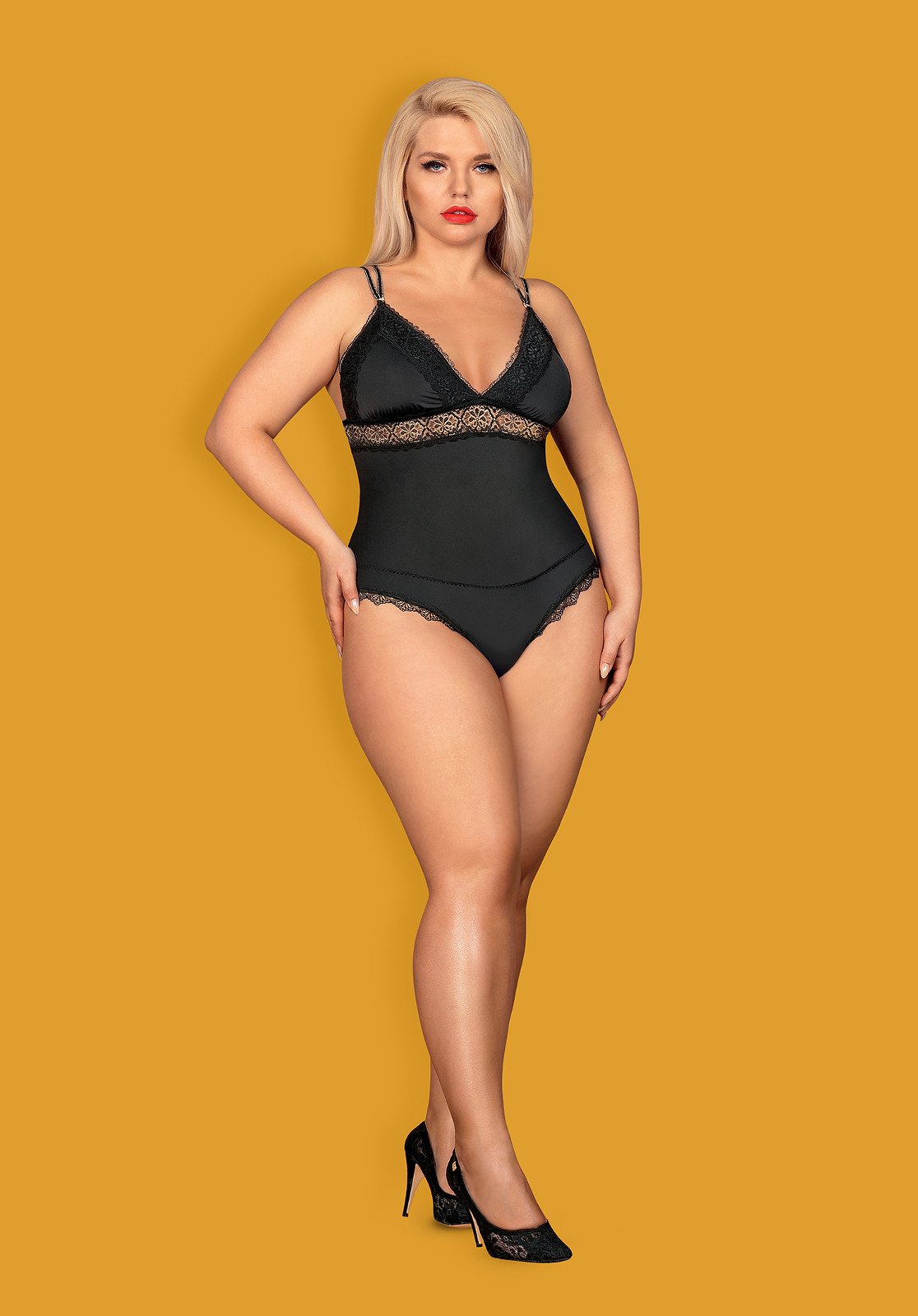 Боди Obsessive Lolitte teddy, Чёрный, S/M Obs_Lolitte teddy S/M - Obsessive - Эротические боди - Купить