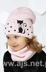 Komplet AJS 44-458 Czapka+tuba/komin dziewczęca