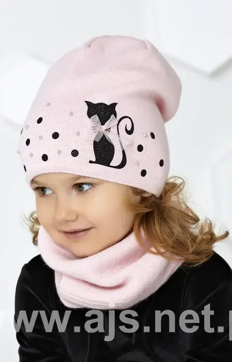 Komplet AJS 44-458 Czapka+tuba/komin dziewczęca