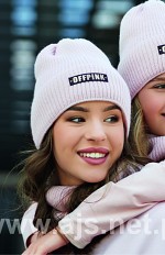 Komplet Off Pink 44-493 Czapka+tuba/komin damski