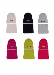 Komplet Off Pink 44-493 Czapka+tuba/komin damski