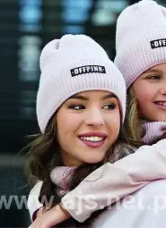 Komplet Off Pink 44-493 Czapka+tuba/komin damski