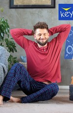 Piżama Key MNS 451 B22 Flanela M-2XL męska
