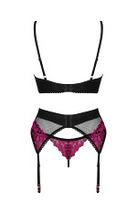 Komplet Obsessive Rosenty Set With Garter Belt XS-2XL