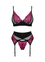 Komplet Obsessive Rosenty Set With Garter Belt XS-2XL
