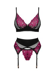 Komplet Obsessive Rosenty Set With Garter Belt XS-2XL