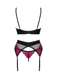 Komplet Obsessive Rosenty Set With Garter Belt XS-2XL