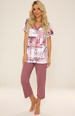 Piżama De Lafense 777 Violet kr/r 3XL-4XL