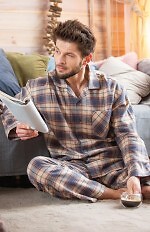 Piżama Key MNS 402 B24 Flanela dł/r 3XL-4XL męska rozpinana