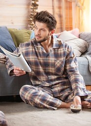 Piżama Key MNS 402 B24 Flanela dł/r 3XL-4XL męska rozpinana