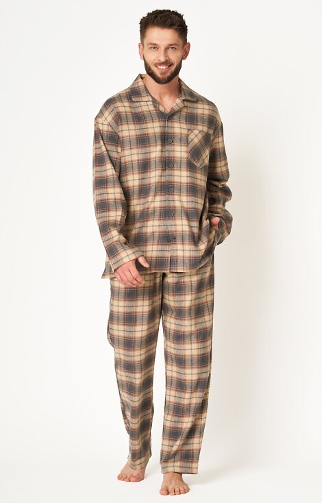 Piżama Key MNS 402 B24 Flanela dł/r 3XL-4XL męska rozpinana