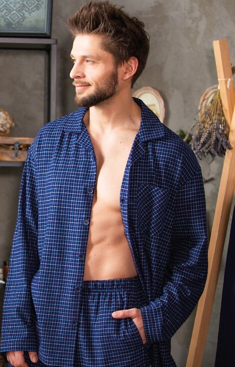 Piżama Key MNS 457 B24 Flanela dł/r 3XL-4XL męska rozpinana