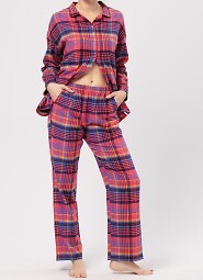 Piżama Key LNS 483 B24 Flanela dł/r 2XL-4XL rozpinana damska