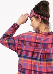 Piżama Key LNS 483 B24 Flanela dł/r 2XL-4XL rozpinana damska