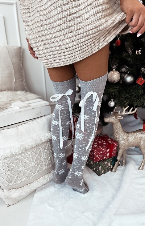 Zakolanówki Milena 1139-000 Świąteczne ze wstążką 37-41